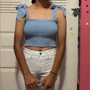 blue crop top